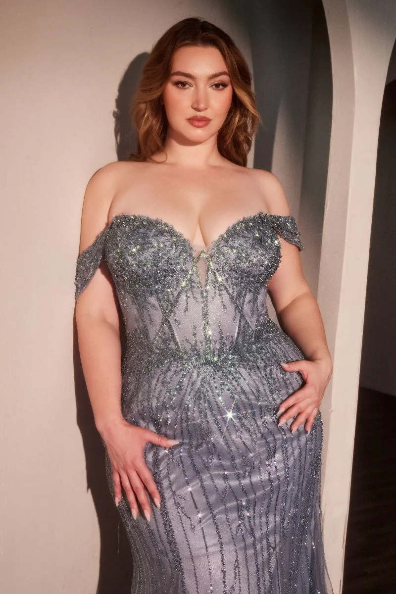 Annette Gown  - OFF THE SHOULDER FLORAL BEADED GOWN - Image 8